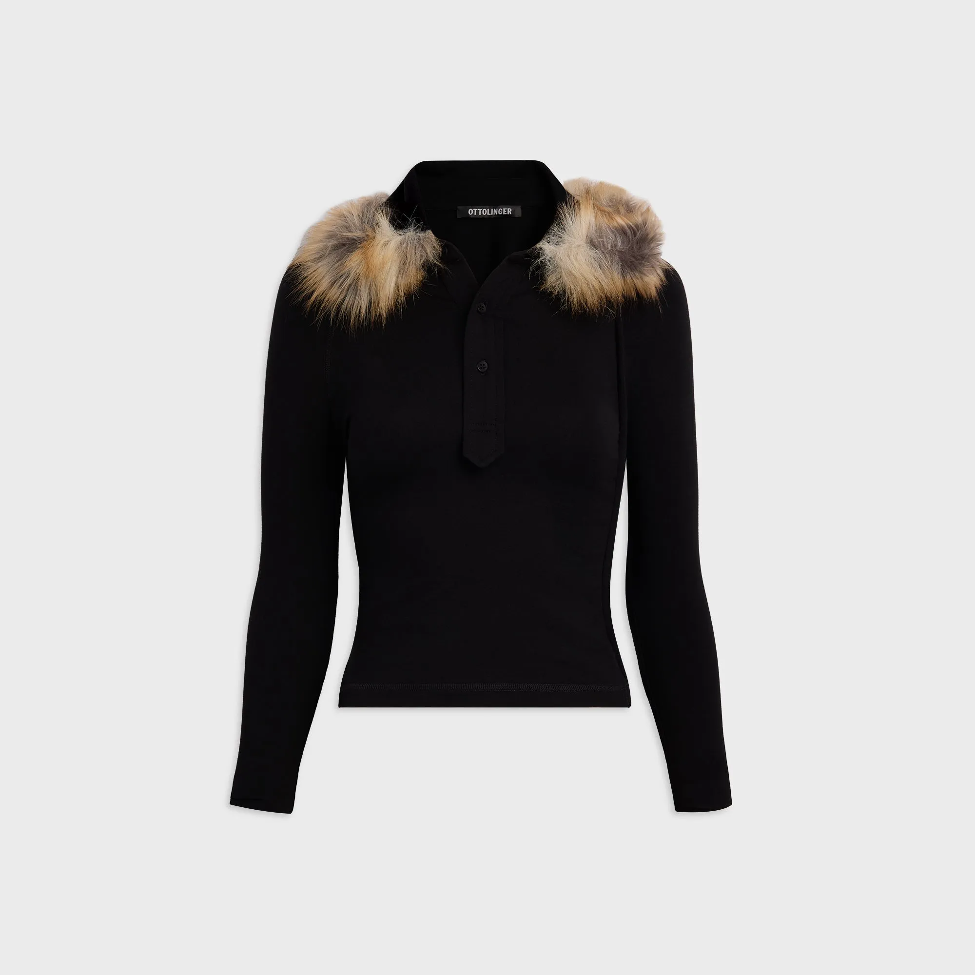 Ottolinger Furry Fitted Polo Long Sleeve - Black sold by Kith