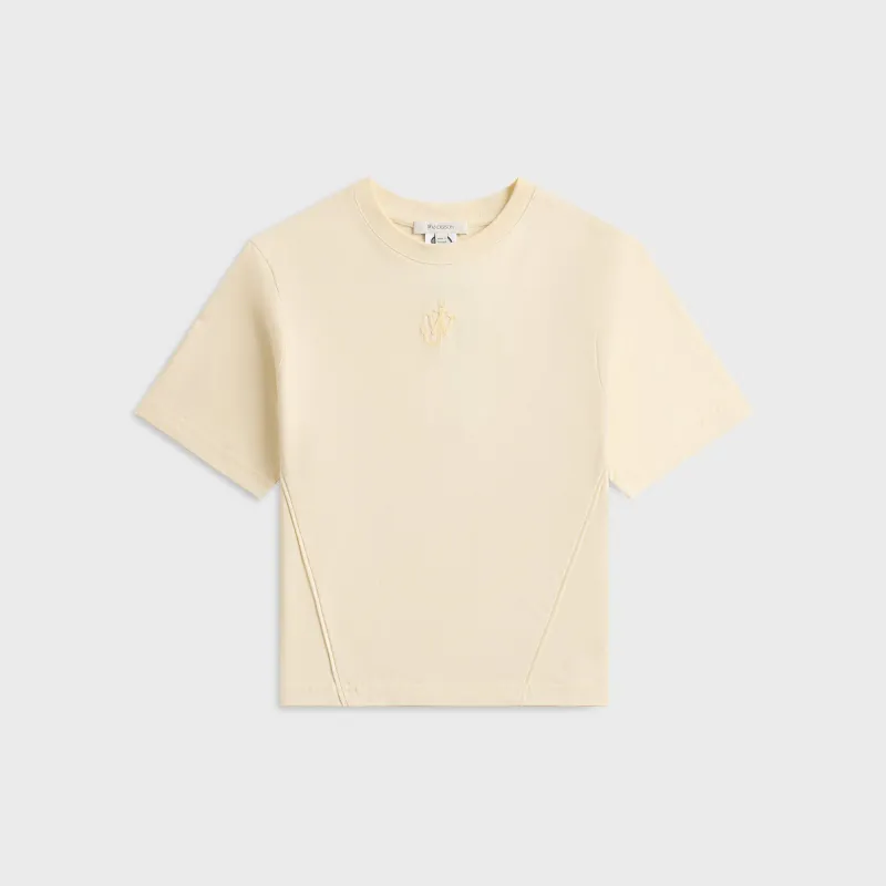 JW Anderson Anchor Embroidery Panelled Cropped Tee - Buttermilk sold by Kith