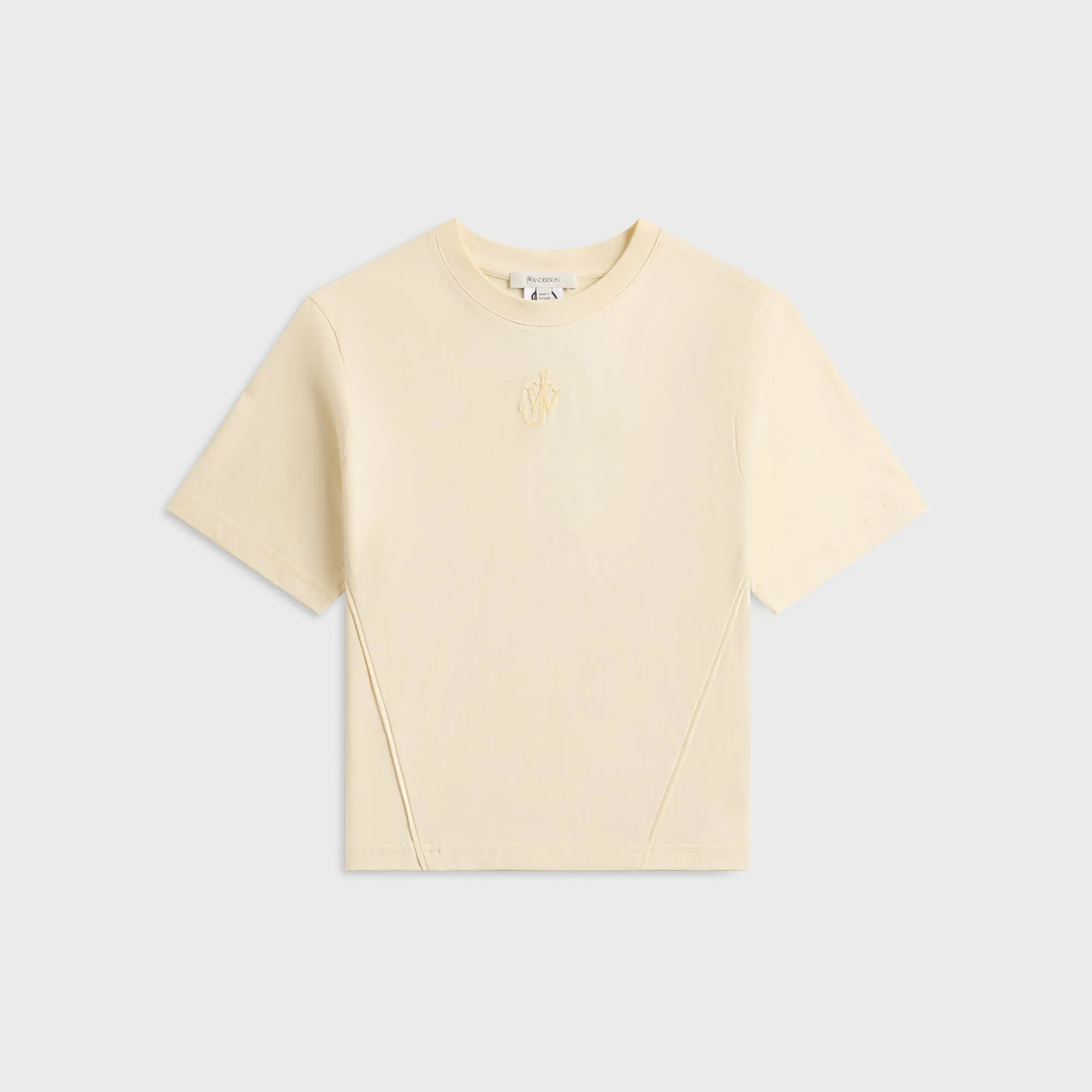 JW Anderson Anchor Embroidery Panelled Cropped Tee - Buttermilk sold by Kith