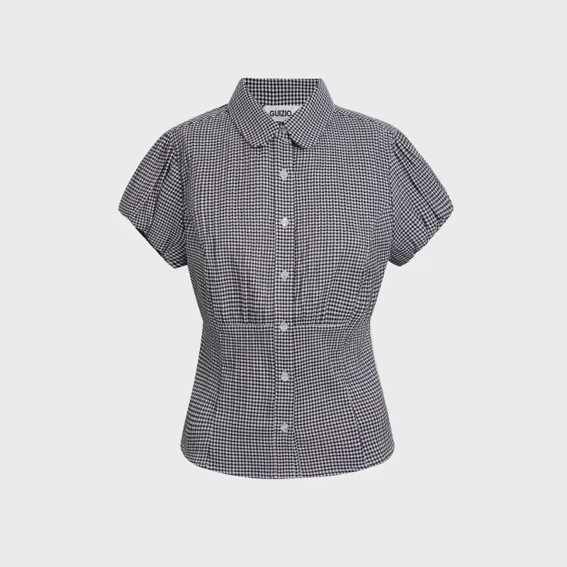GUIZIO Liana Gingham Top - Black sold by Kith