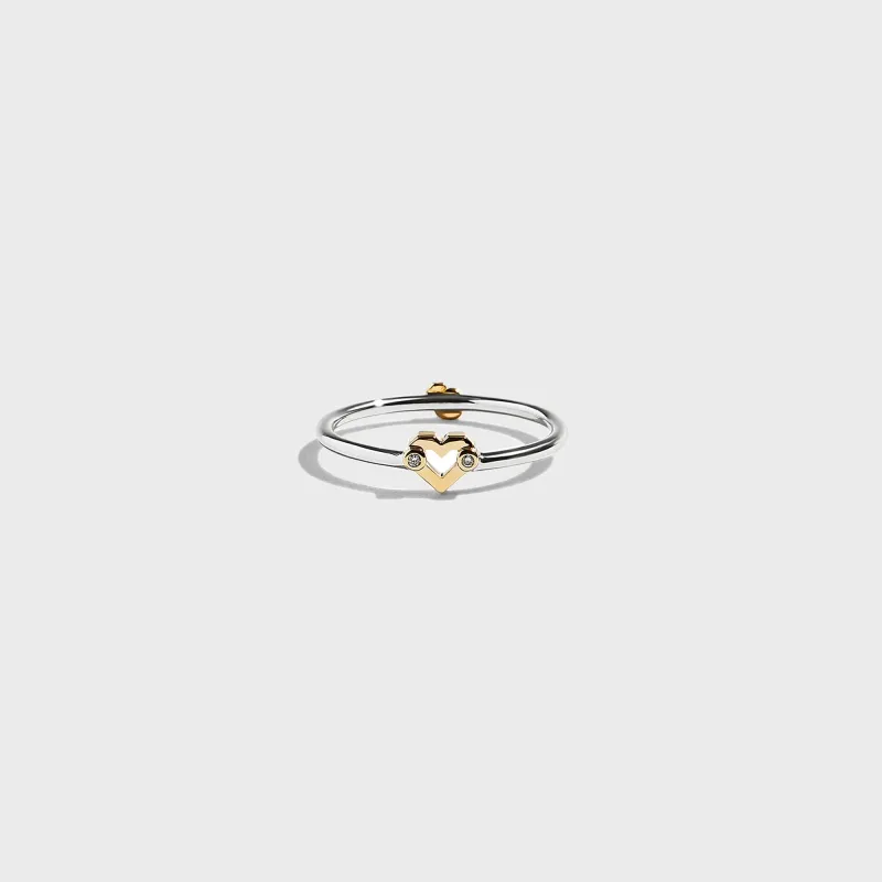 Greg Yuna Umlaut Heart Ring - Silver / Gold sold by Kith