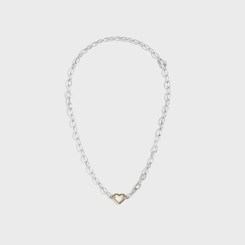 Greg Yuna Umlaut Heart Handles Necklace - Silver / Gold sold by Kith