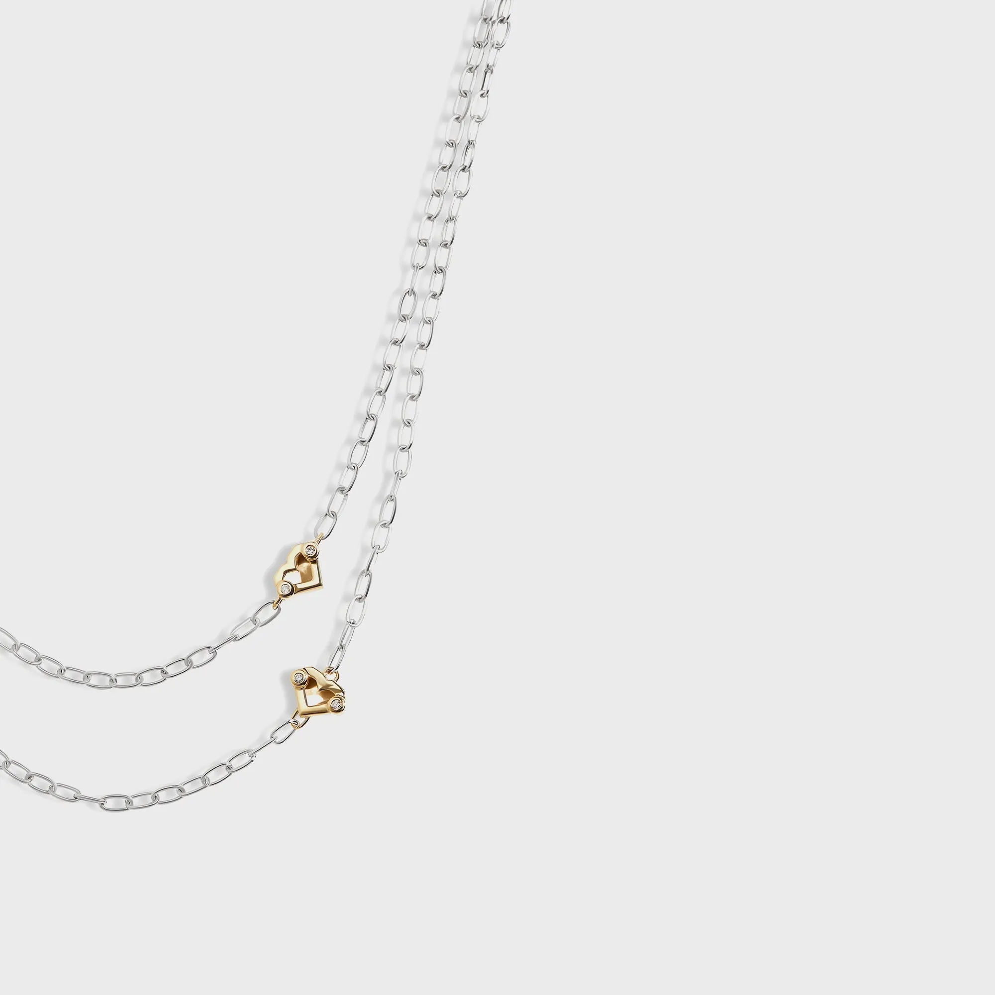 Greg Yuna Umlaut Heart Double Chain Necklace - Silver / Gold sold by Kith product image thumbnail 2