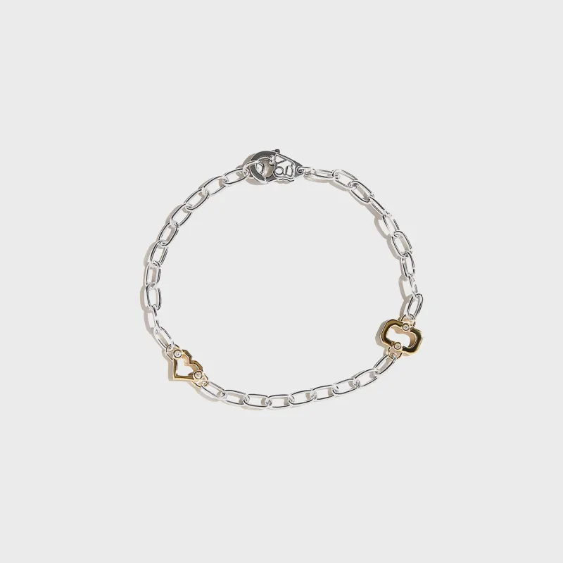 Greg Yuna Thick Umlaut Heart Bracelet - Silver / Gold sold by Kith