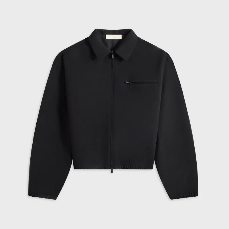 Essentials Bonded Canvas Zip-Up Jacket - Jet Black sold by Kith