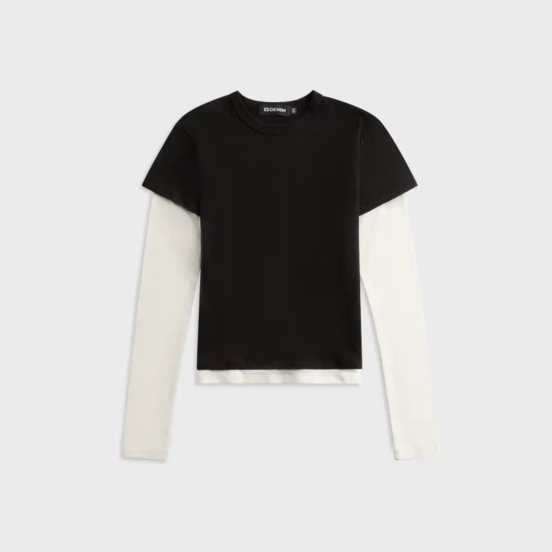 EB Denim Rory Layered Long Sleeve - Black / White sold by Kith