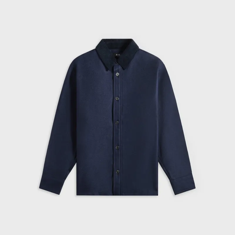 A.P.C. Surchemise Bernardo Overshirt - Pia Heather Marine sold by Kith
