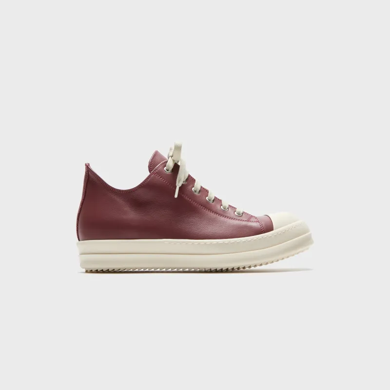 Rick Owens Scarpe In Pelle Low Sneaker - Rosewood / Milk / Milk sold by Kith
