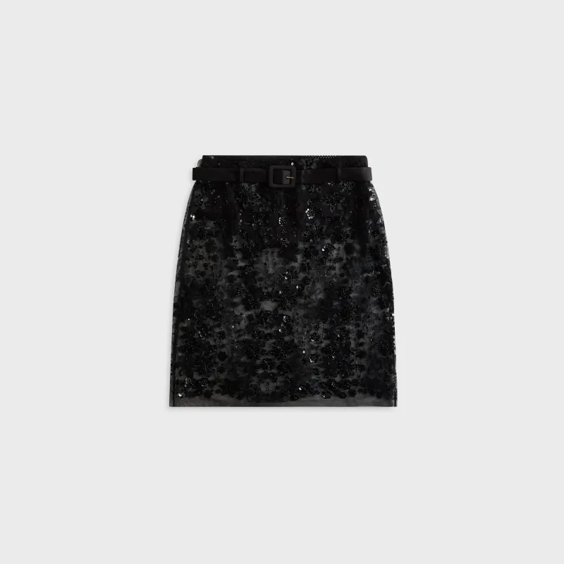 Siedres Estelle Embroidered Skirt with Mini Shorts and Belt - Black sold by Kith