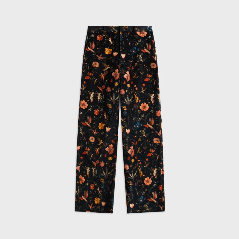 R13 Flat Front Wide Leg Trouser - Floral with Angels Black sold by Kith