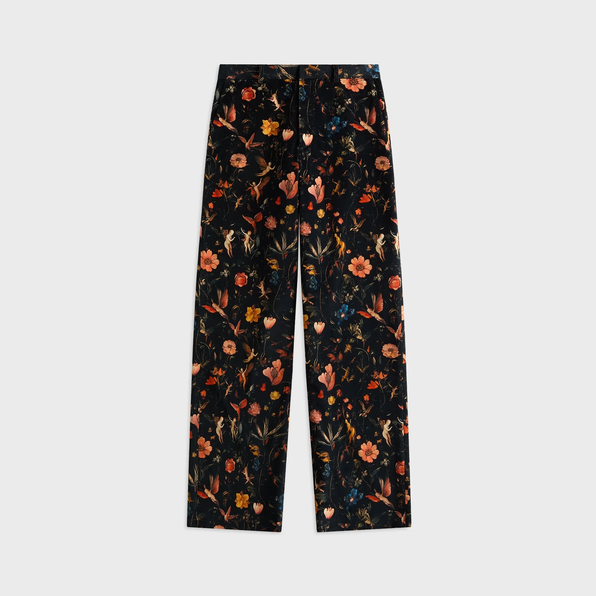 R13 Flat Front Wide Leg Trouser - Floral with Angels Black sold by Kith