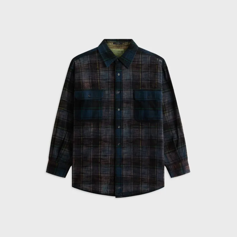 R13 Boyfriend Shirt - Navy Plaid Blue sold by Kith
