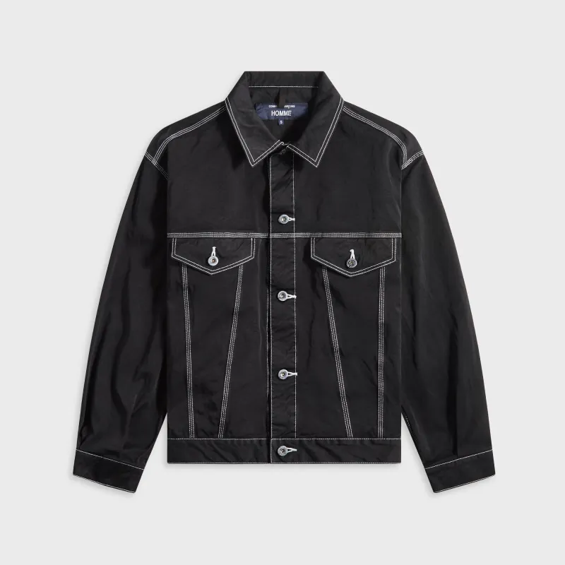 CDG Homme Top Stitch Trucker Jacket - Black sold by Kith
