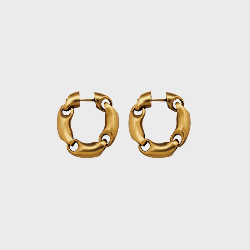 ARSN Favorite Mistake Hoops - Antiqued Gold sold by Kith