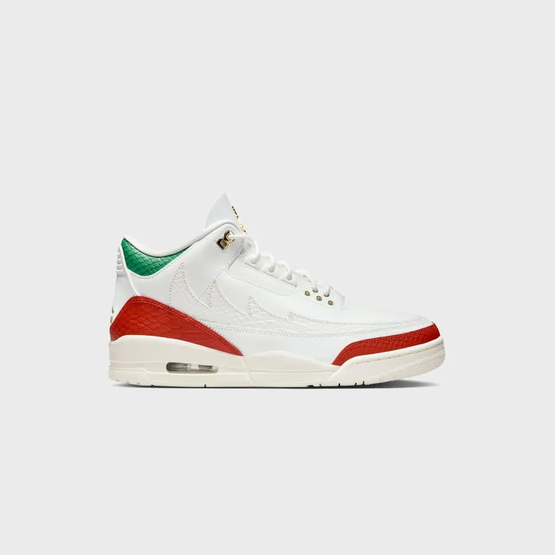 Nike Air Jordan 3 Retro - Summit White / Metallic Gold / Pine Green sold by Kith