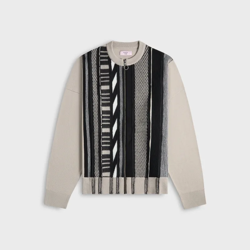 Martine Rose Multi Stripe Zip Up Crew - Beige / Black sold by Kith