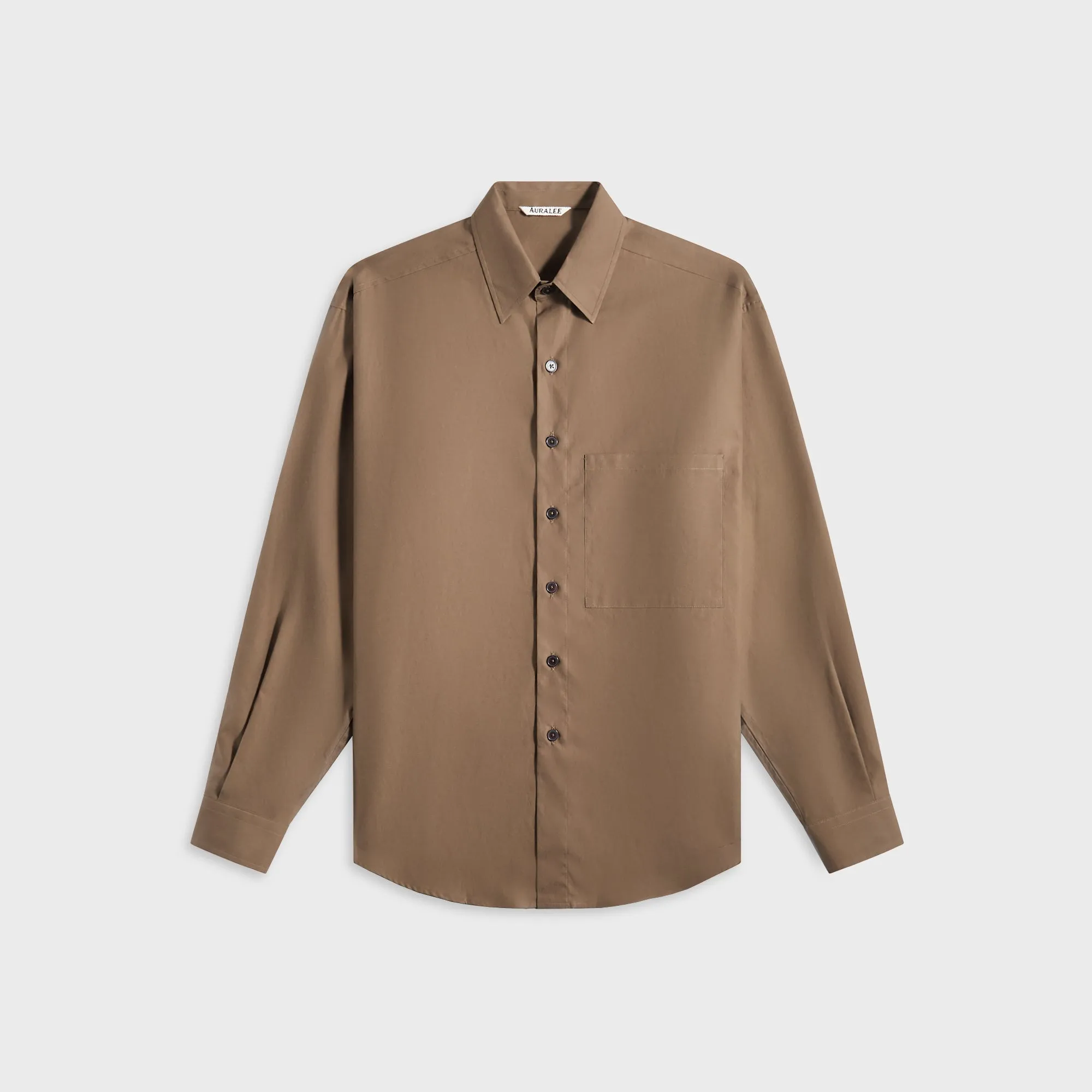 Auralee Washed Finx Cotton Shirt - Brown sold by Kith