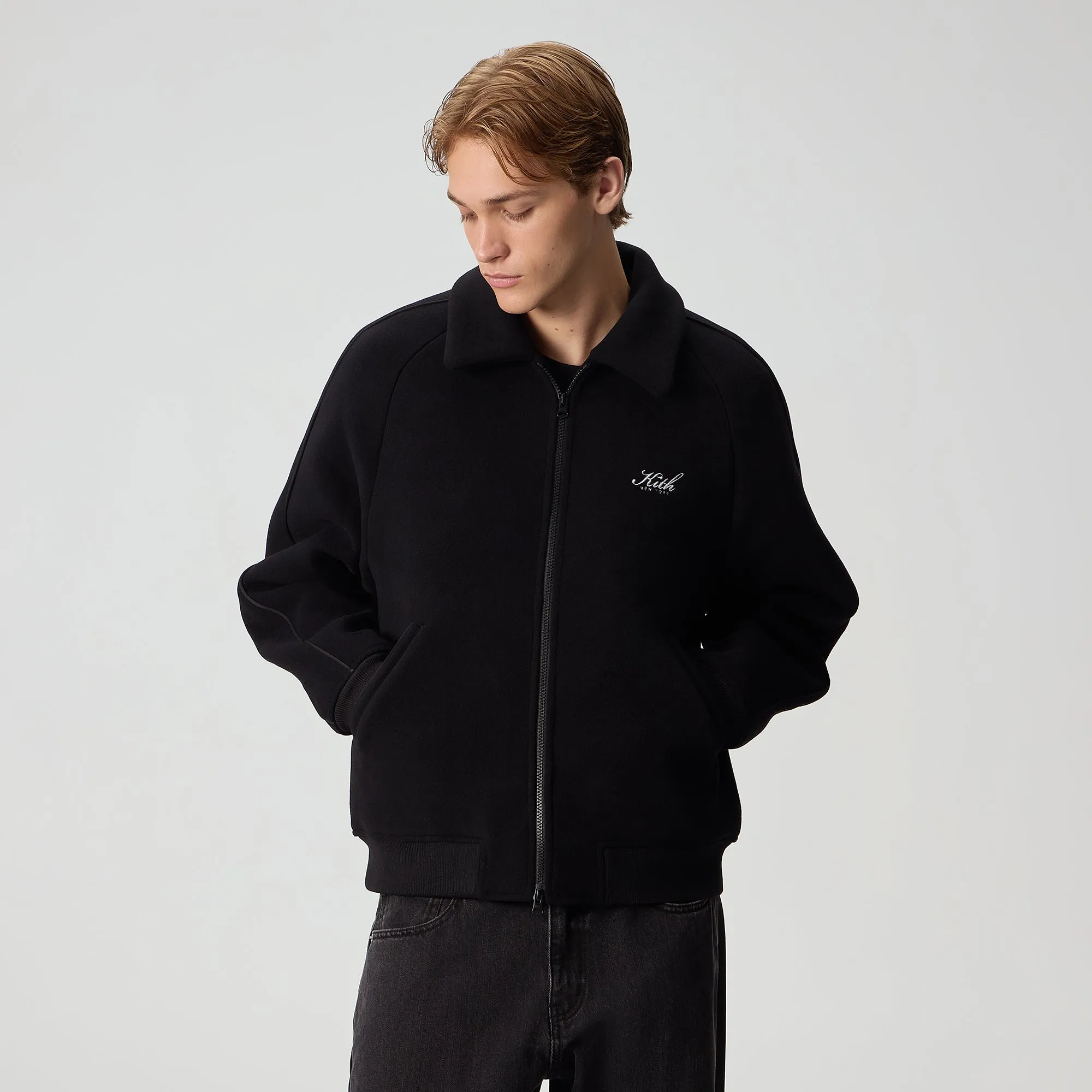 Kith for the New York Yankees Melton Wool Raglan Varsity Jacket - Black sold by Kith product image thumbnail 2