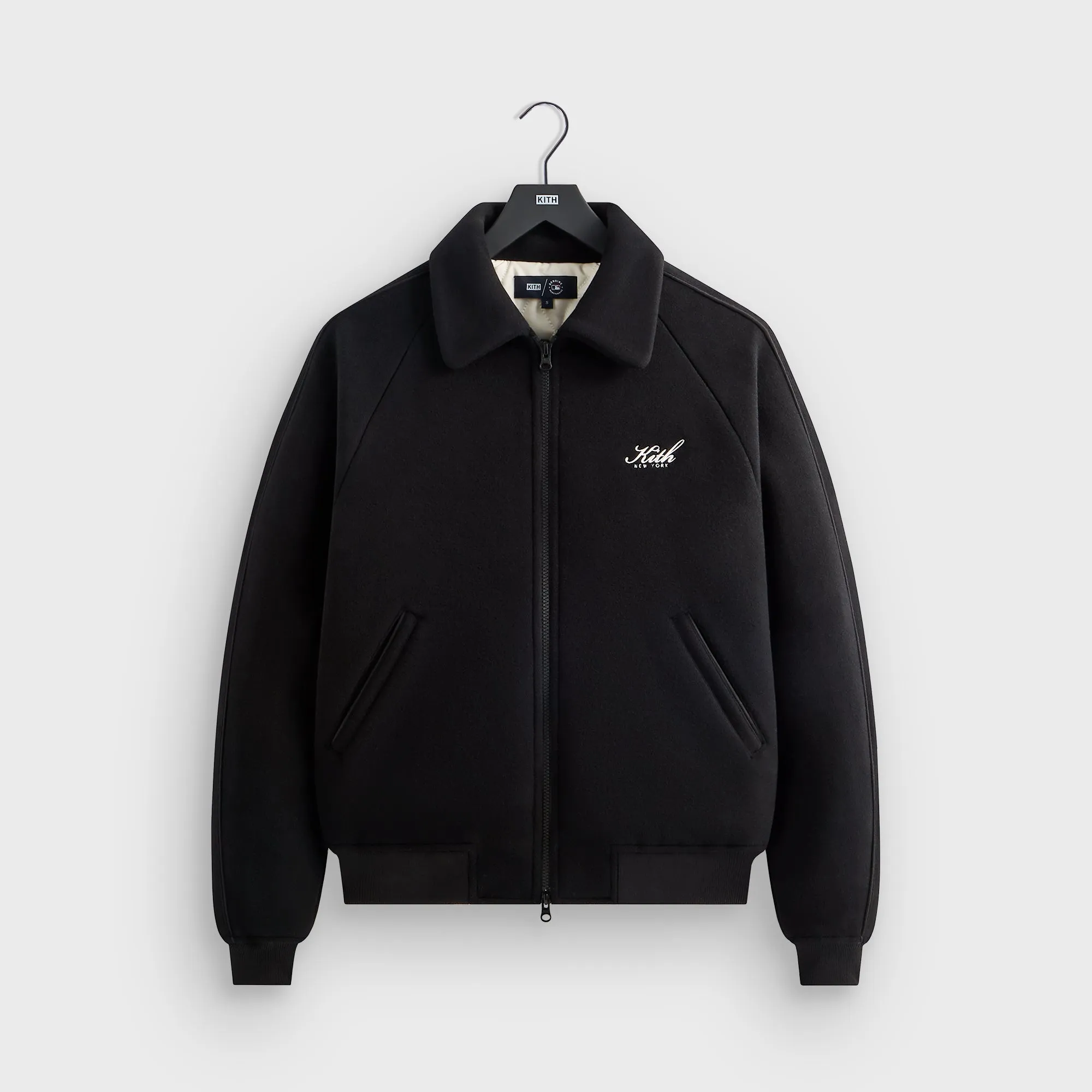 Kith for the New York Yankees Melton Wool Raglan Varsity Jacket - Black sold by Kith