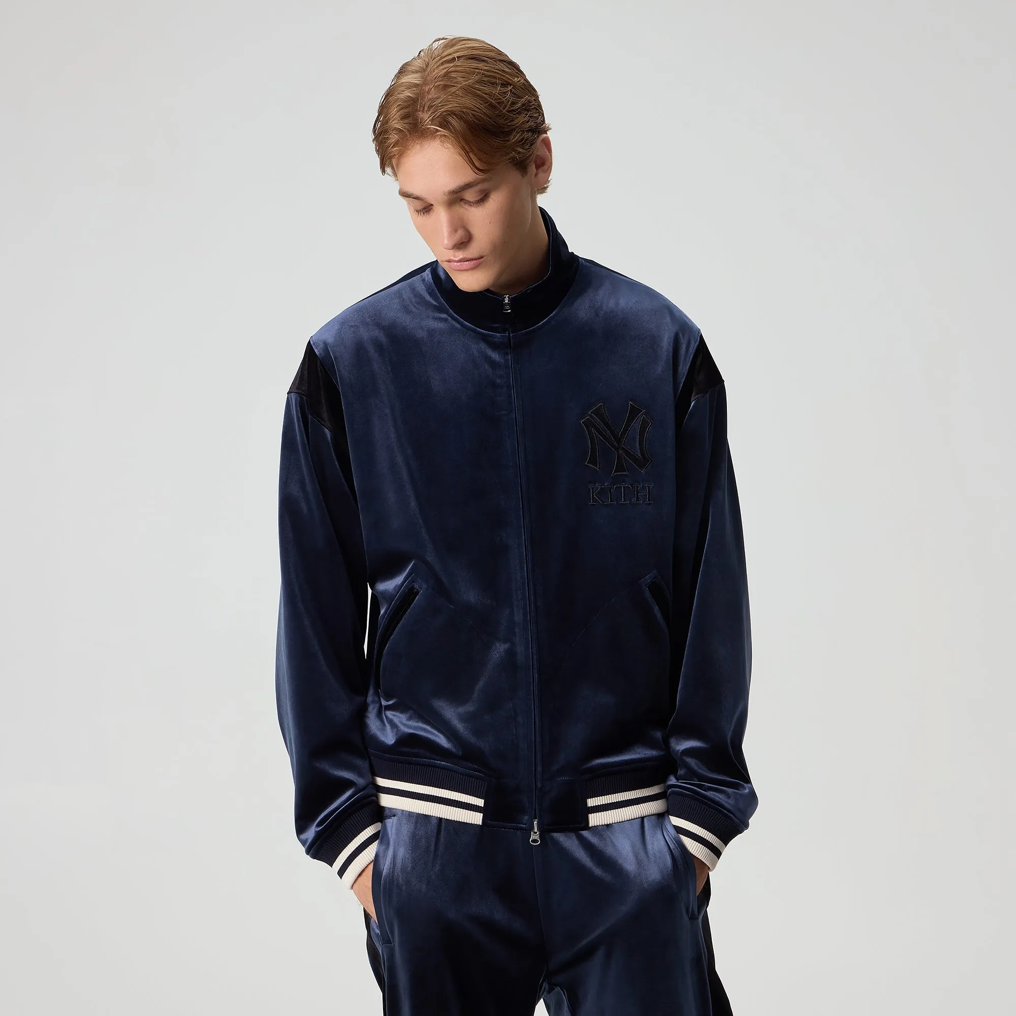 Kith for the New York Yankees Luxe Velour Track Jacket - Nocturnal sold by Kith product image thumbnail 2