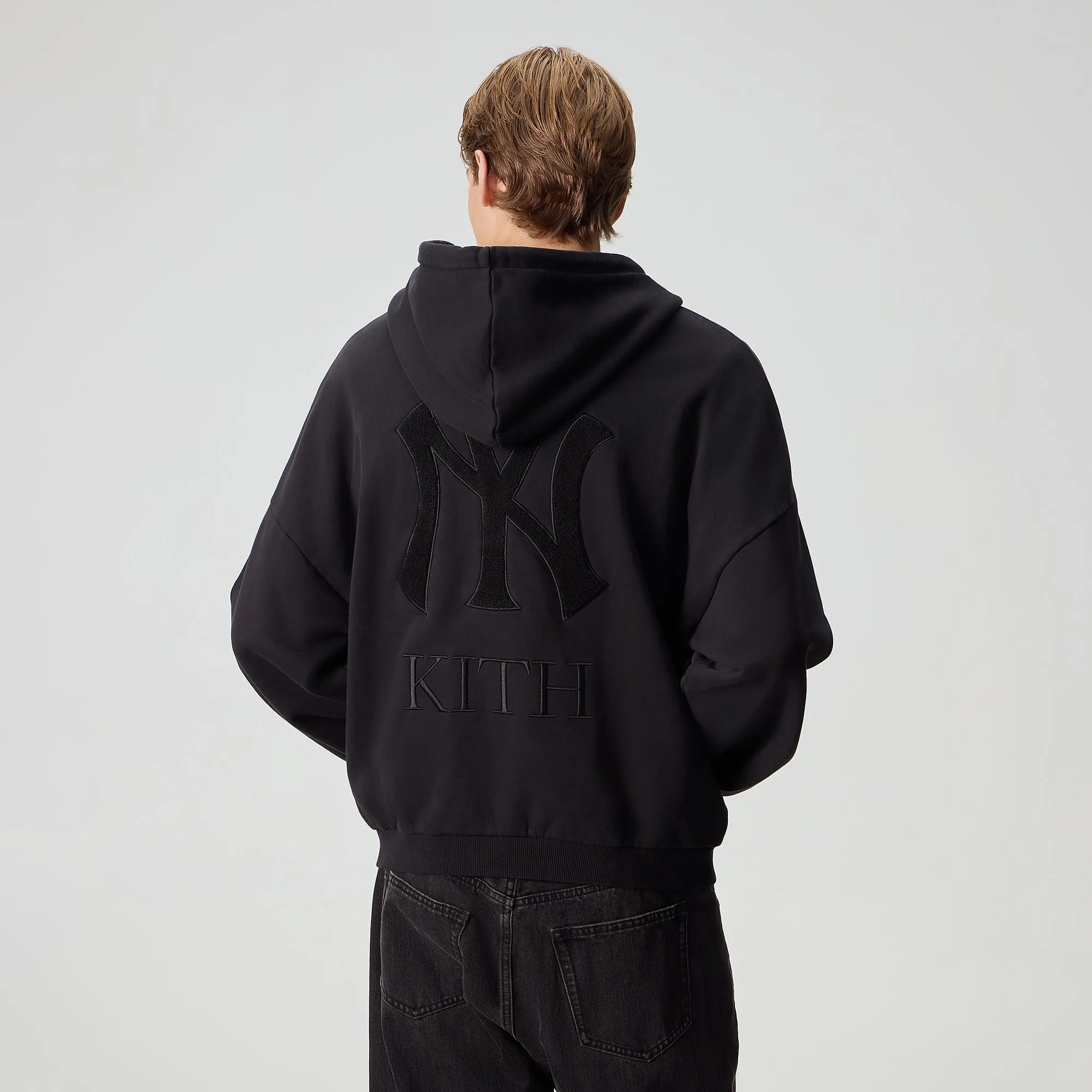 Kith for the New York Yankees Cropped Braxton Full Zip Hoodie - Black sold by Kith product image thumbnail 3