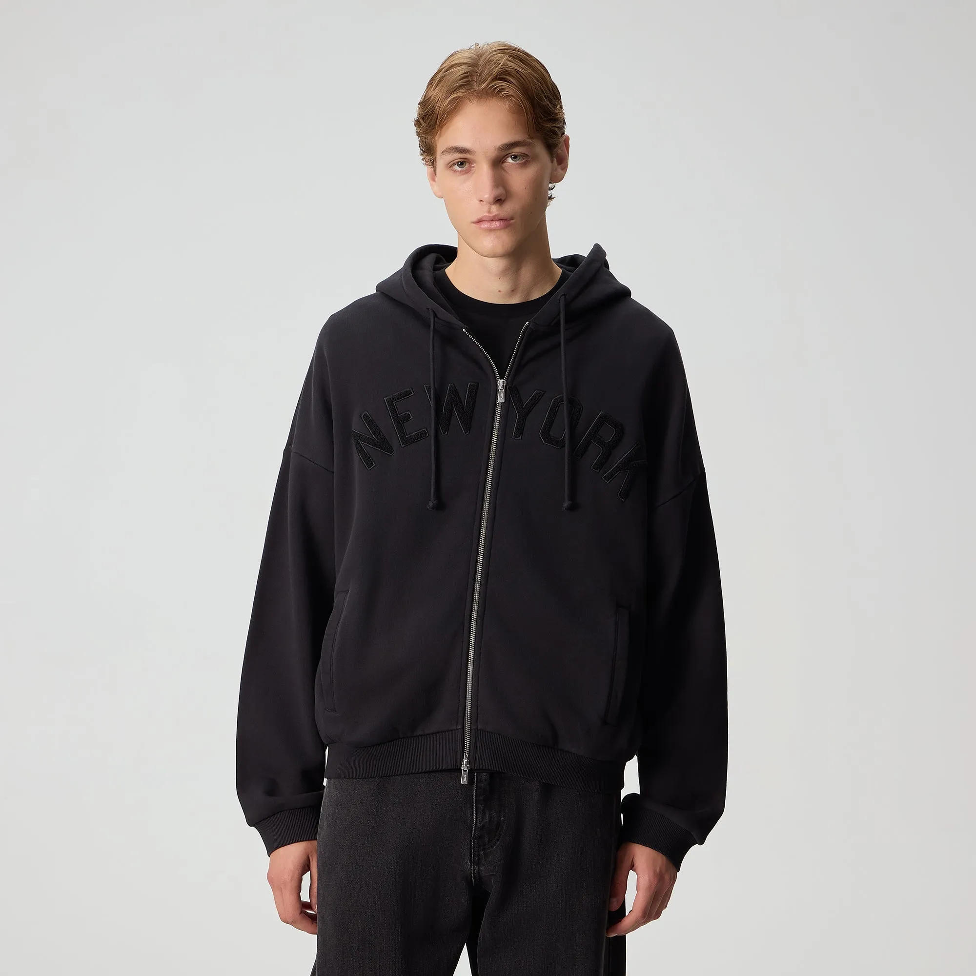 Kith for the New York Yankees Cropped Braxton Full Zip Hoodie - Black sold by Kith product image thumbnail 2
