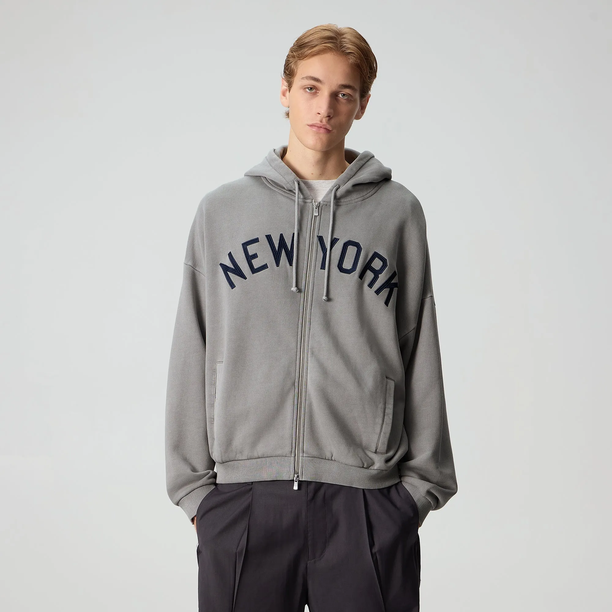 Kith for the New York Yankees Cropped Braxton Full Zip Hoodie - Statue sold by Kith product image thumbnail 2