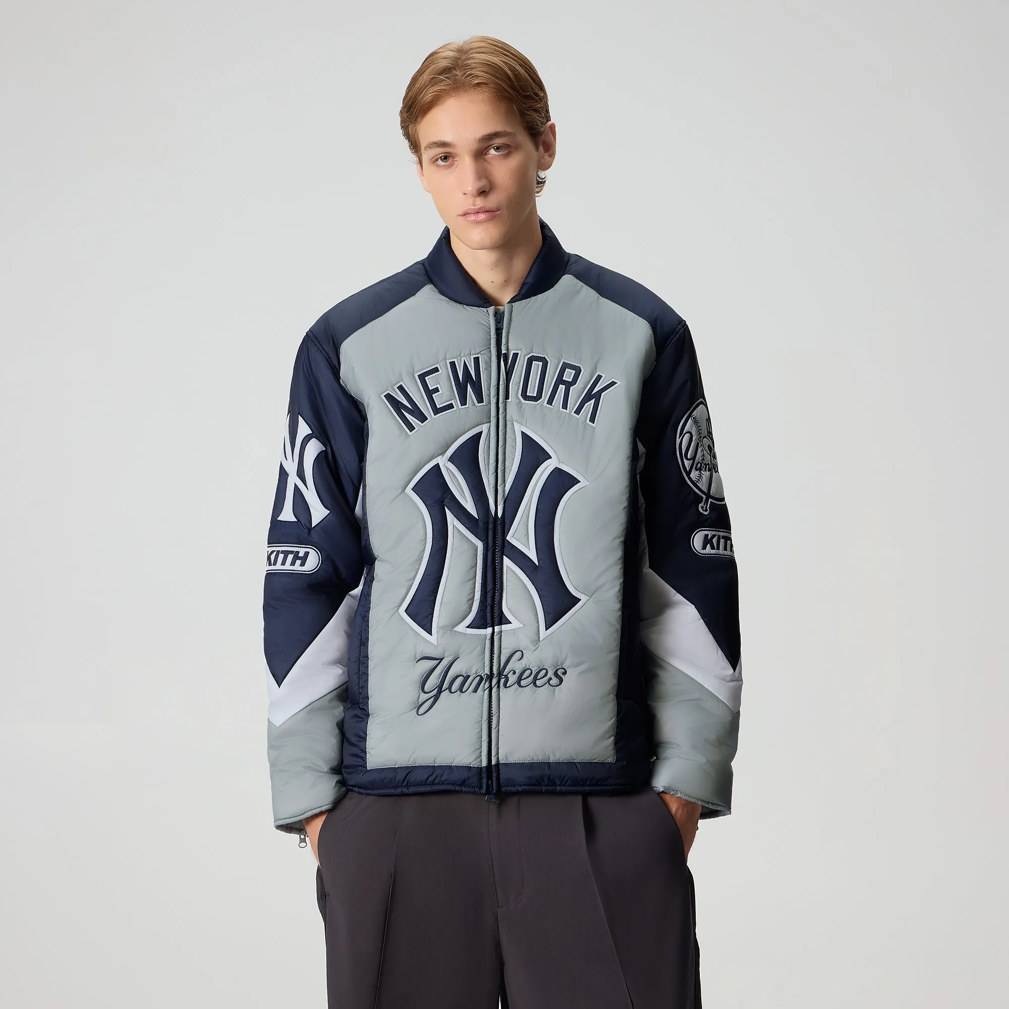 Kith for the New York Yankees Zip Brixton Puffed Shirt Jacket - Statue sold by Kith product image thumbnail 2