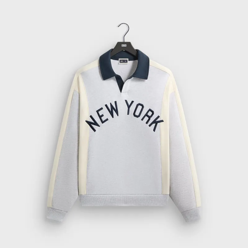 Kith for the New York Yankees Paneled Nelson Rugby - Light Heather Grey sold by Kith