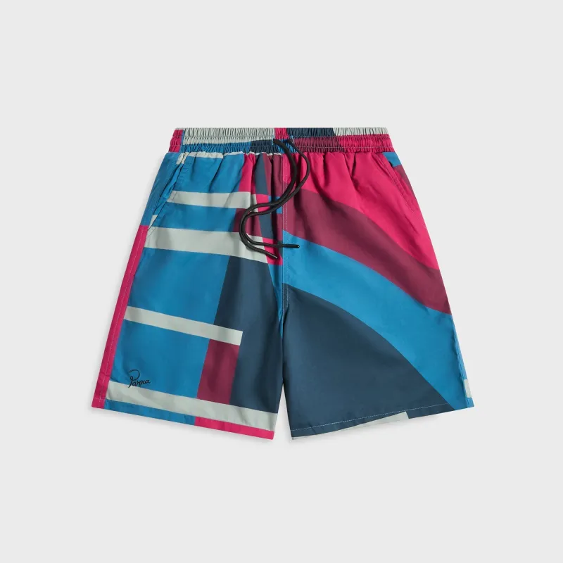 by Parra Vertical Forest Swim Shorts - Blue sold by Kith