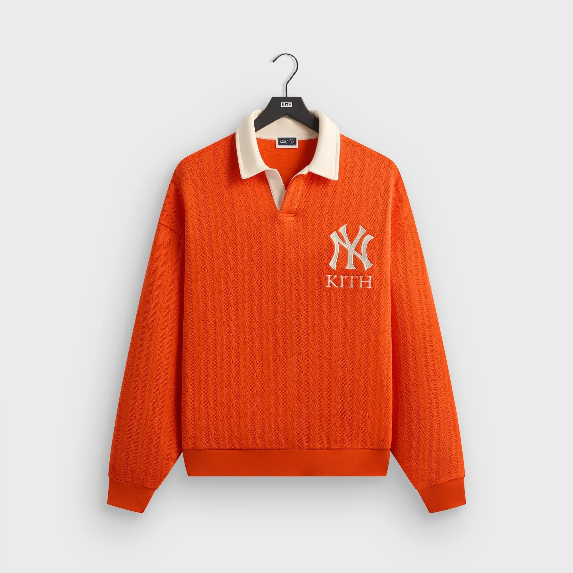 Kith for the New York Yankees Cable Fleece Nelson Sweatshirt - Poppy sold by Kith