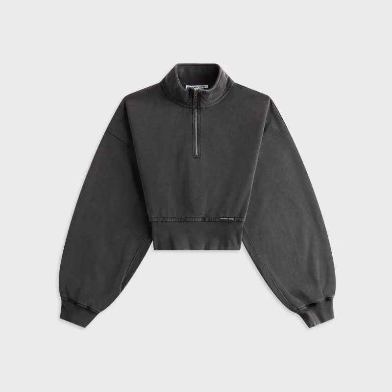 Alexander Wang Cropped Half Zip Pull Over - Washed Asphalt sold by Kith