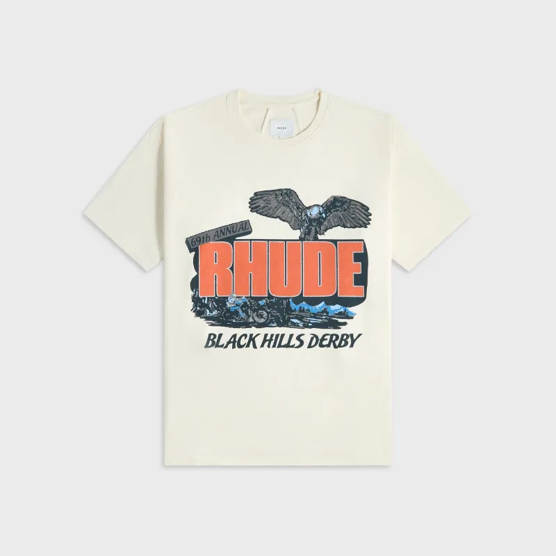 Rhude Black Hills Rally Tee - Vintage White sold by Kith