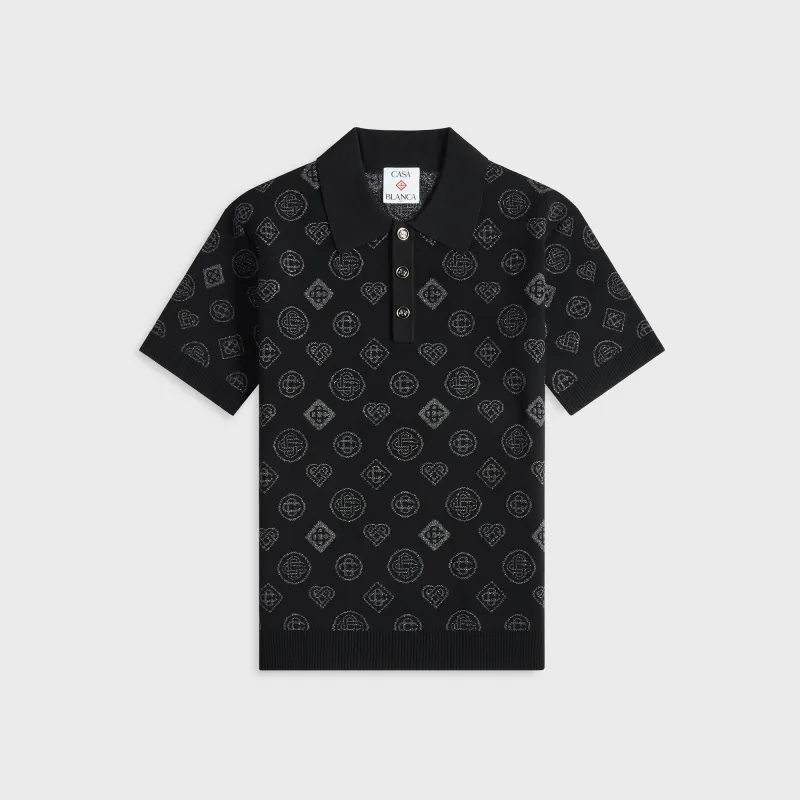 Casablanca Monogram Jacquard Polo - Black sold by Kith