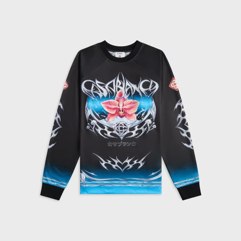 Casablanca Long Sleeve Football Tee - Black made by Casablanca