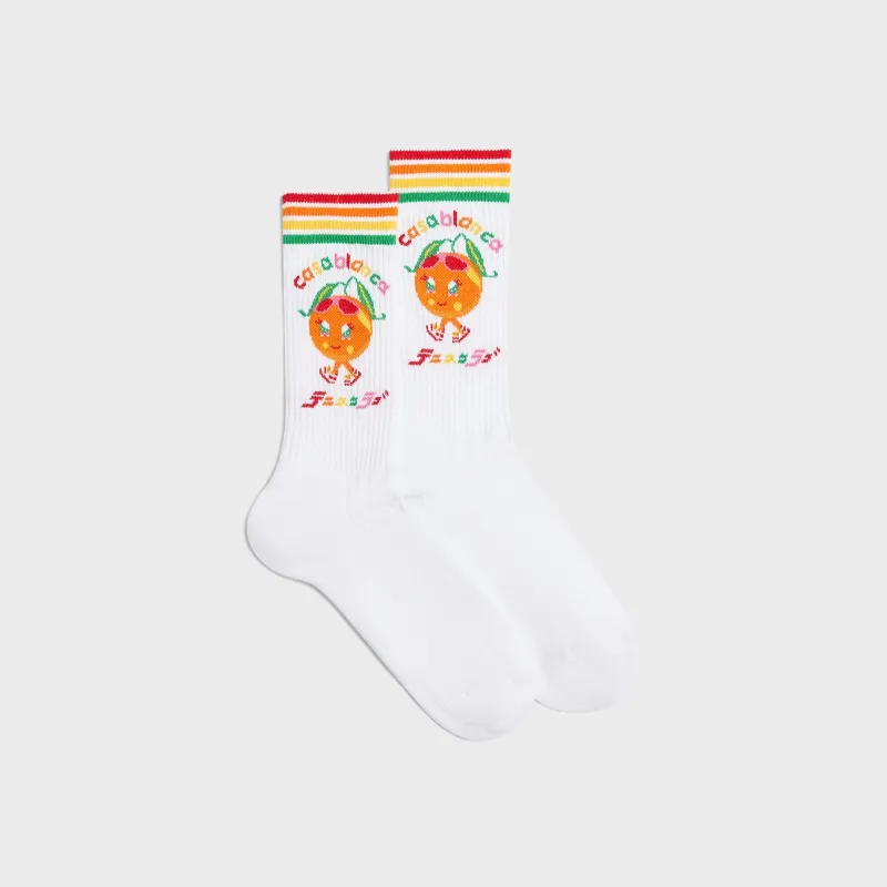 Casablanca Kawaii Sports Socks - Orange sold by Kith