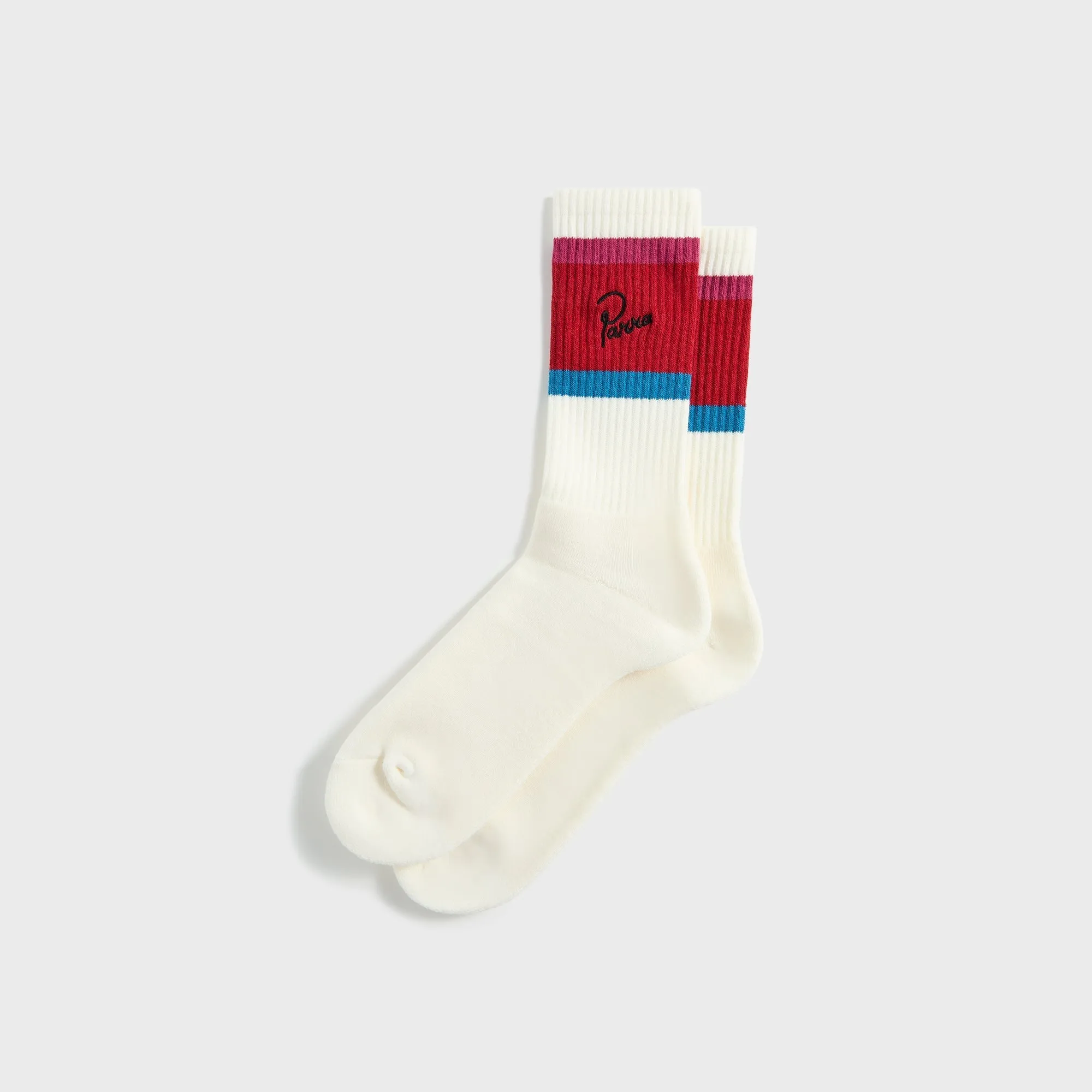 by Parra Signature Striped Crew Socks - Red sold by Kith
