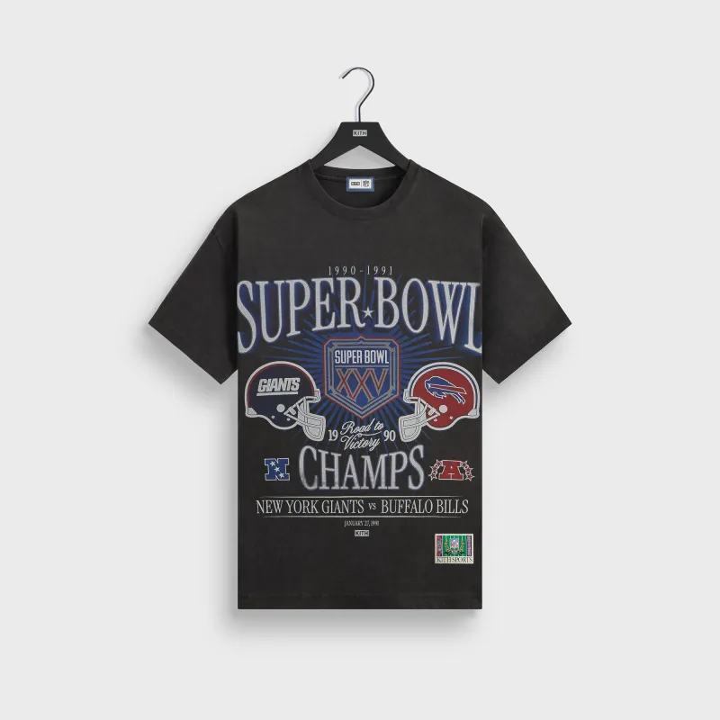Kith for the NFL Super Bowl Vintage Bishop Tee - Black sold by Kith