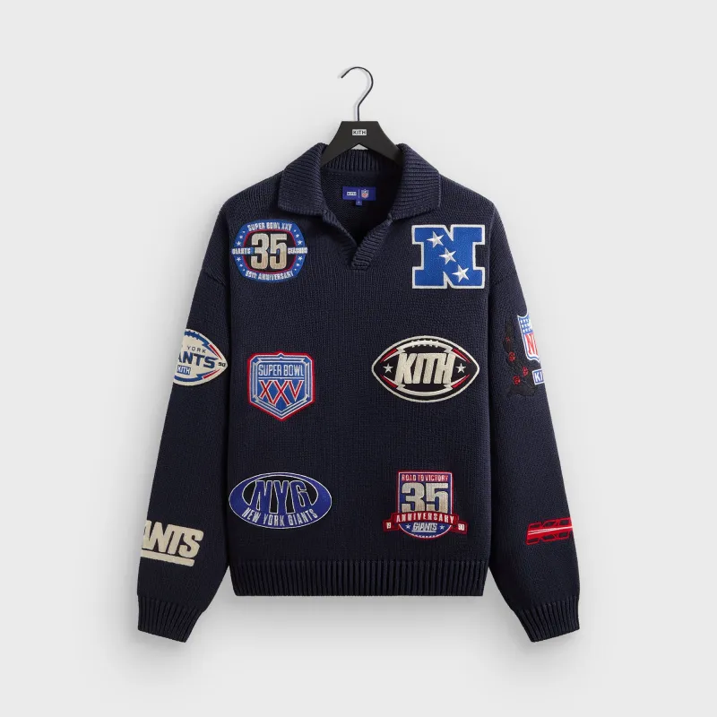 Kith for the NFL New York Giants Nelson Rugby Sweater - Nocturnal sold by Kith