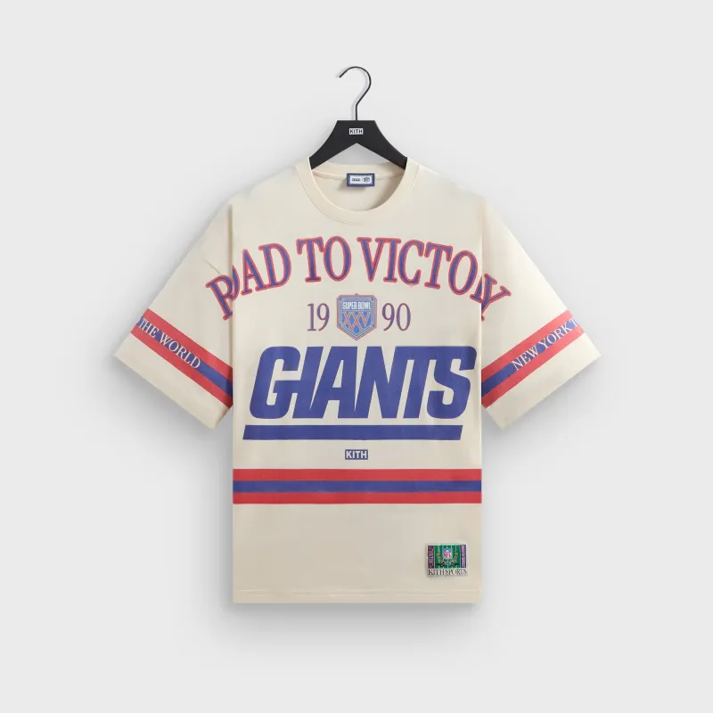 Kith for the NFL New York Giants Victory Vintage Bishop Tee - Sandrift sold by Kith