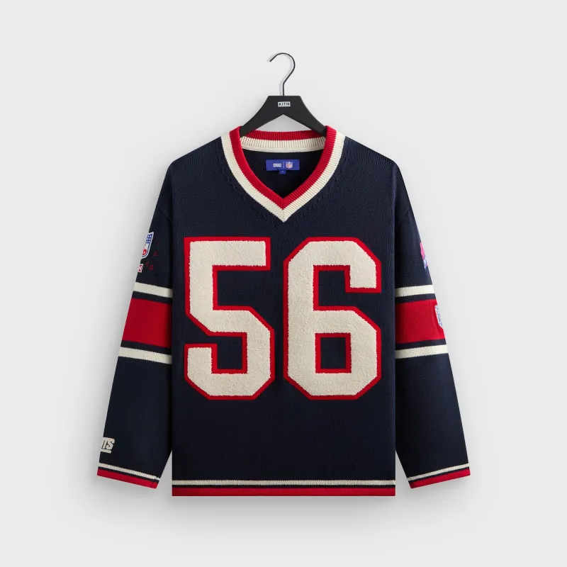 Kith for the NFL New York Giants V-Neck Beau Knit Sweater - Nocturnal sold by Kith