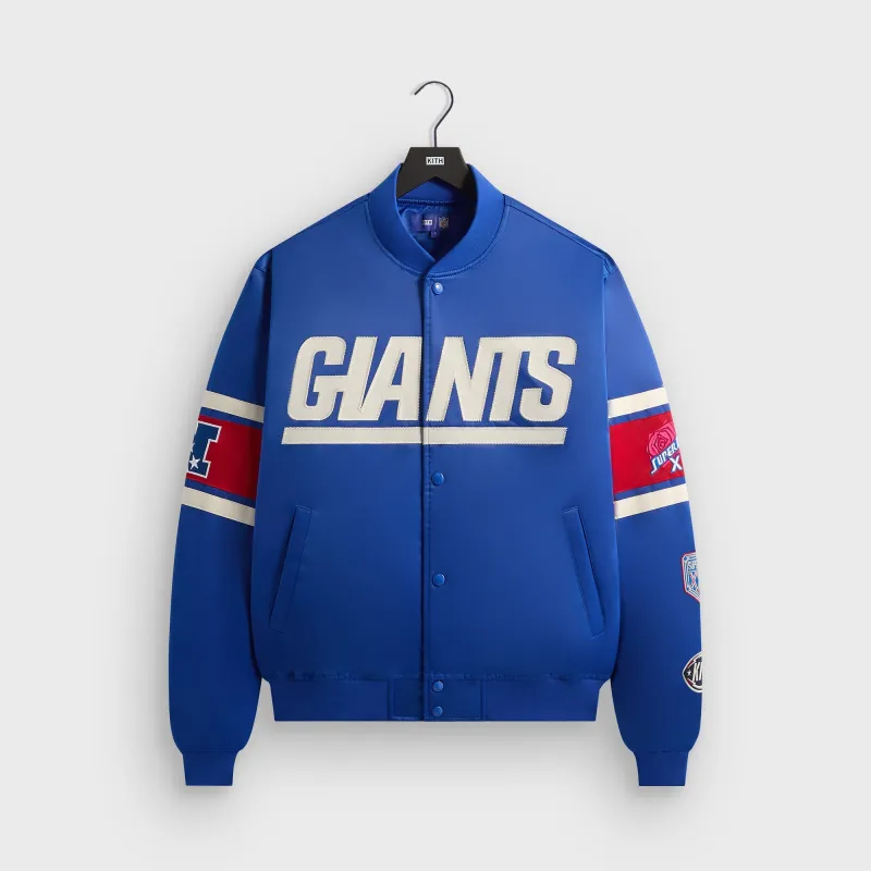 Kith for the NFL New York Giants Satin Bomber Jacket - Current sold by Kith