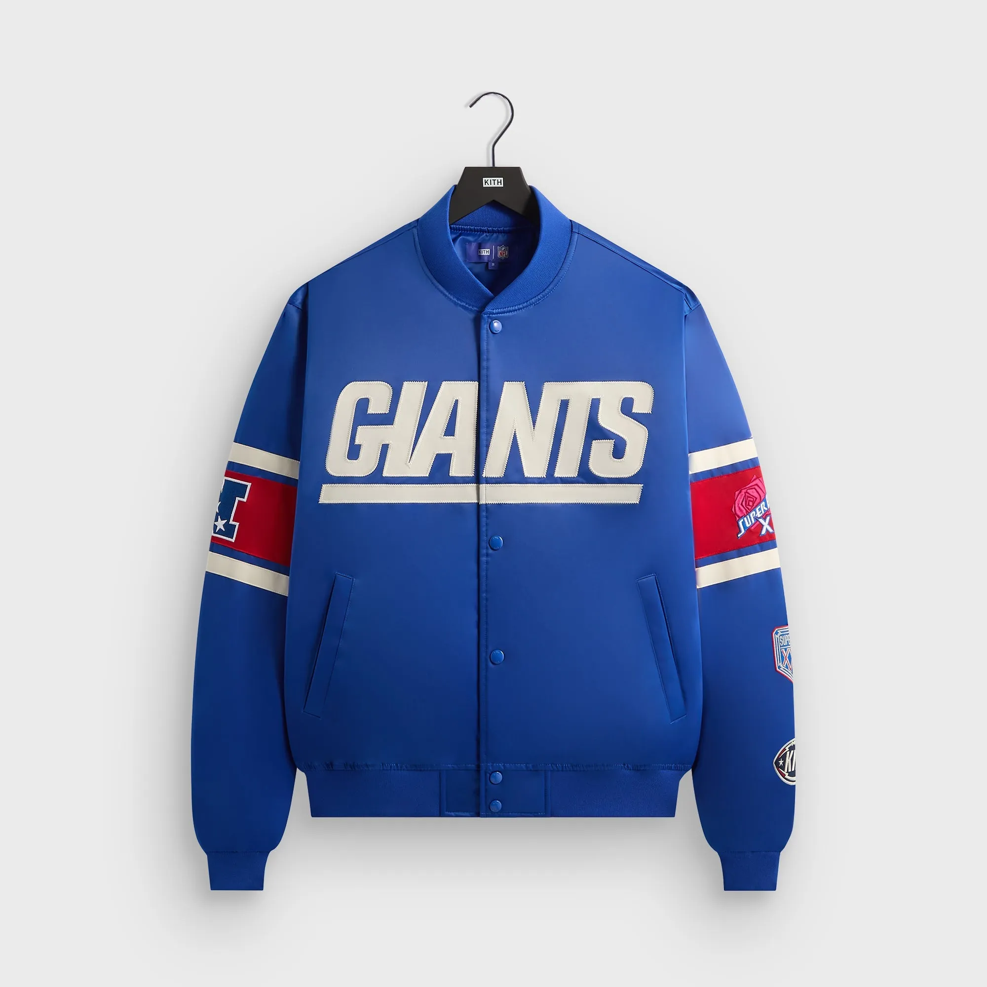 Kith for the NFL New York Giants Satin Bomber Jacket - Current sold by Kith