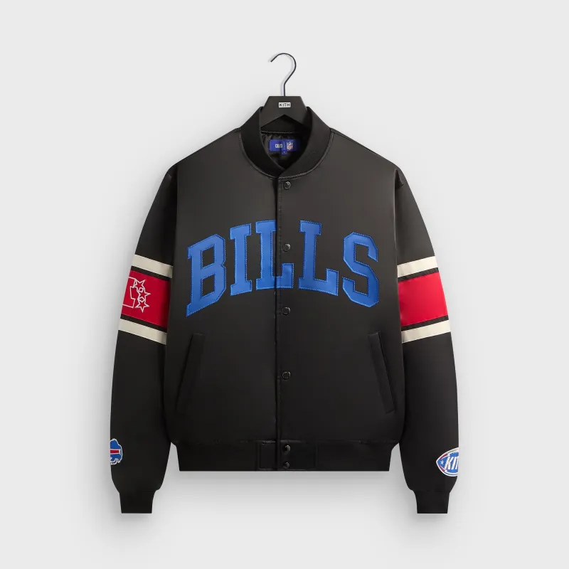 Kith for the NFL Buffalo Bills Satin Bomber Jacket - Black sold by Kith