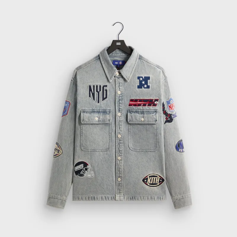 Kith for the NFL New York Giants Denim Henson Shirt - Cameron Wash sold by Kith