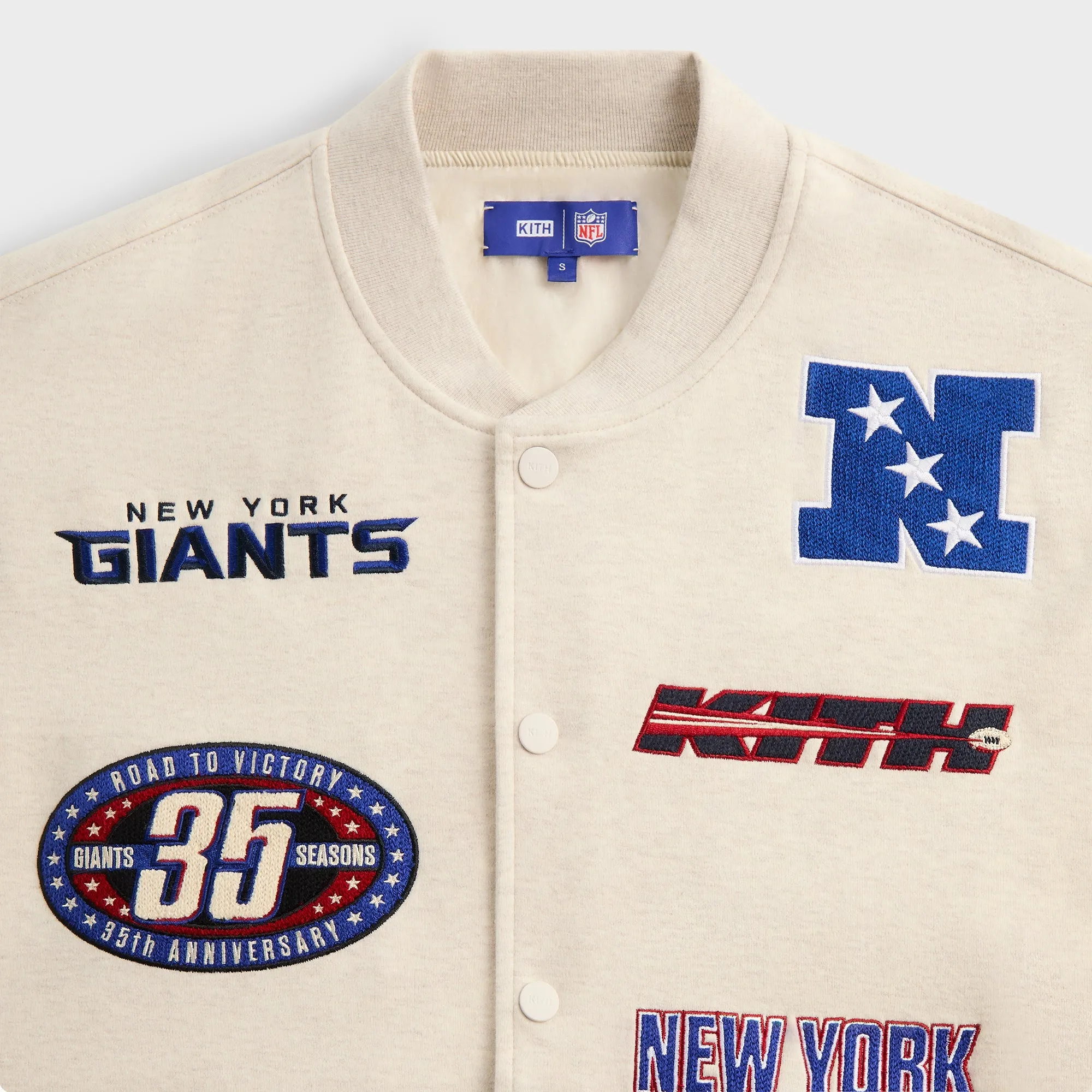 Kith for the NFL New York Giants Marvin Bomber Jacket - Sandrift sold by Kith product image thumbnail 5