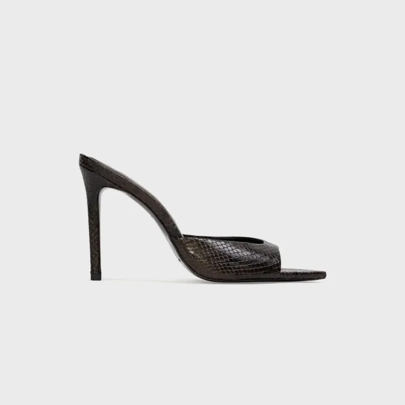 Black Suede Studio Brea Mule - Brown Printed Snake sold by Kith