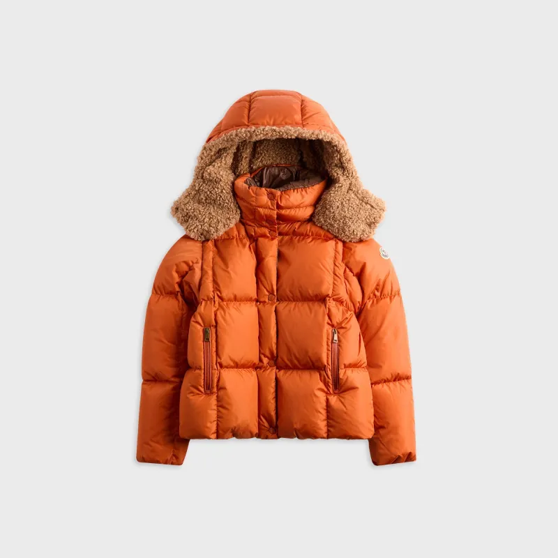 Moncler Castelnou Square Quilted Hooded Jacket - Orange sold by Kith