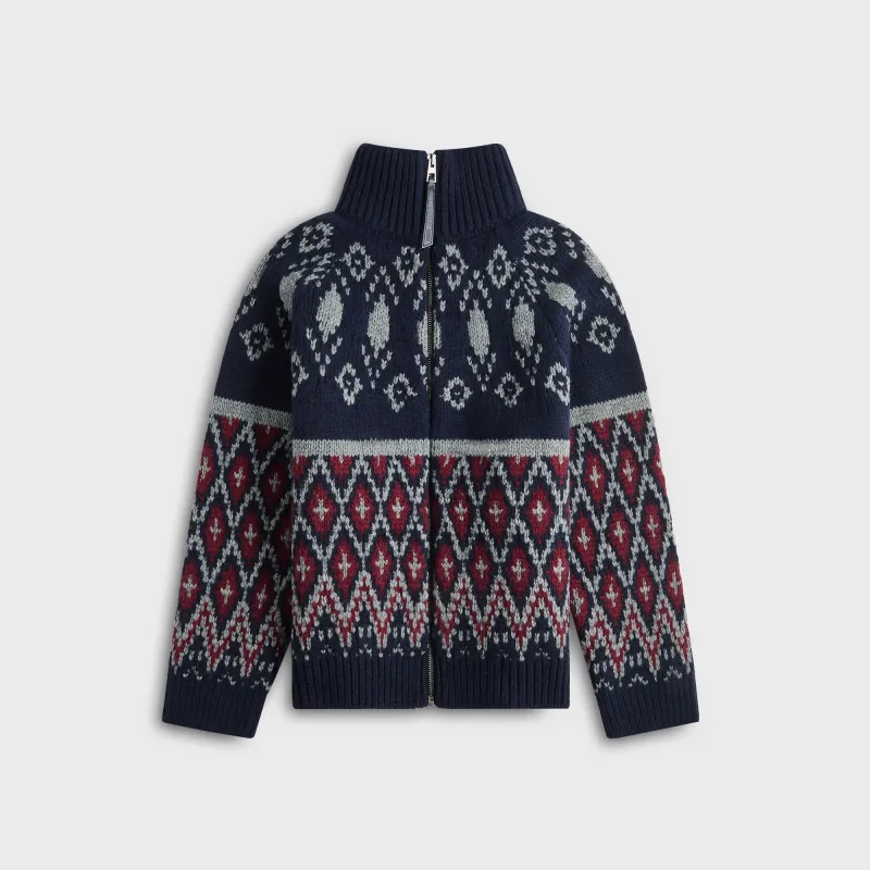 Loewe Zip Up Cardigan - Navy Blue / Grey sold by Kith