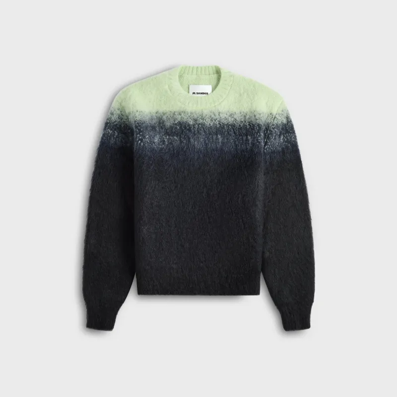Jil Sander Mohair Jacquard Crewneck Sweater - Mint Green / Navy Blue made by Jil Sander